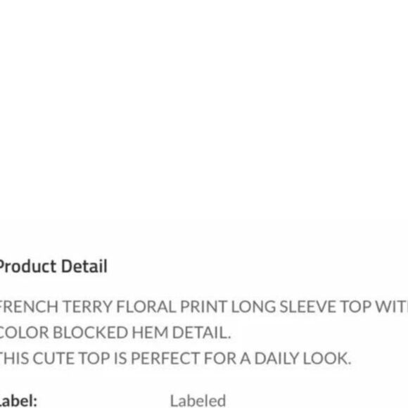 FRENCH Terry Floral Top Size S-M-L - Picture 7 of 7